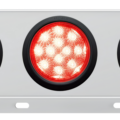 3-3/4" Bolt Pattern Deluxe SS Spring Loaded Bar W/6X 12 LED 4" Light -Red LED & Lens (Pair)