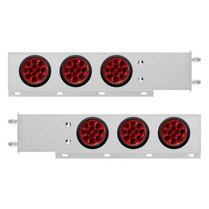 3-3/4" Bolt Pattern Deluxe SS Spring Loaded Bar W/6X 12 LED 4" Light -Red LED & Lens (Pair)
