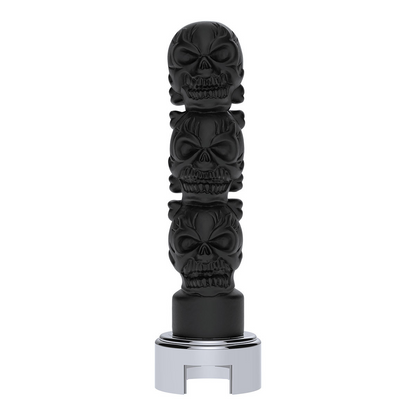Thread-On 3-Skull Gearshift Knob With Adapter For Eaton-Fuller 13/15/18 Speed Shifter-Matte Black