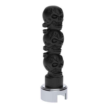 Thread-On 3-Skull Gearshift Knob With Adapter For Eaton-Fuller 13/15/18 Speed Shifter-Matte Black