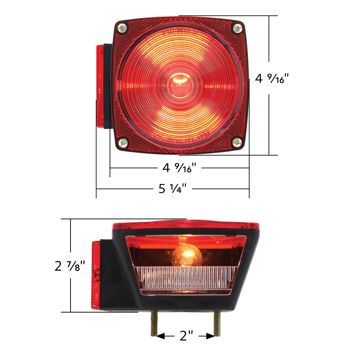 Under 80" Wide Combination Trailer Light With License Light (50 Pcs)