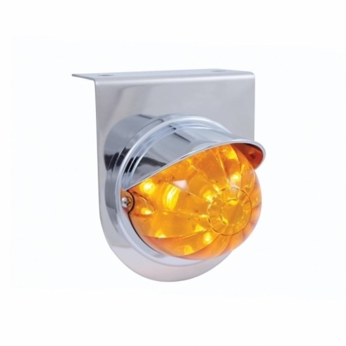 Stainless Light Bracket With 17 LED Watermelon Light & Visor - Amber LED/Amber Lens