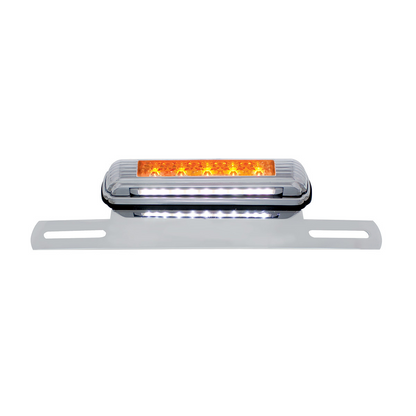 Chrome License Plate Light & Bracket With Amber LED Auxiliary Light - Amber LED/Amber Lens