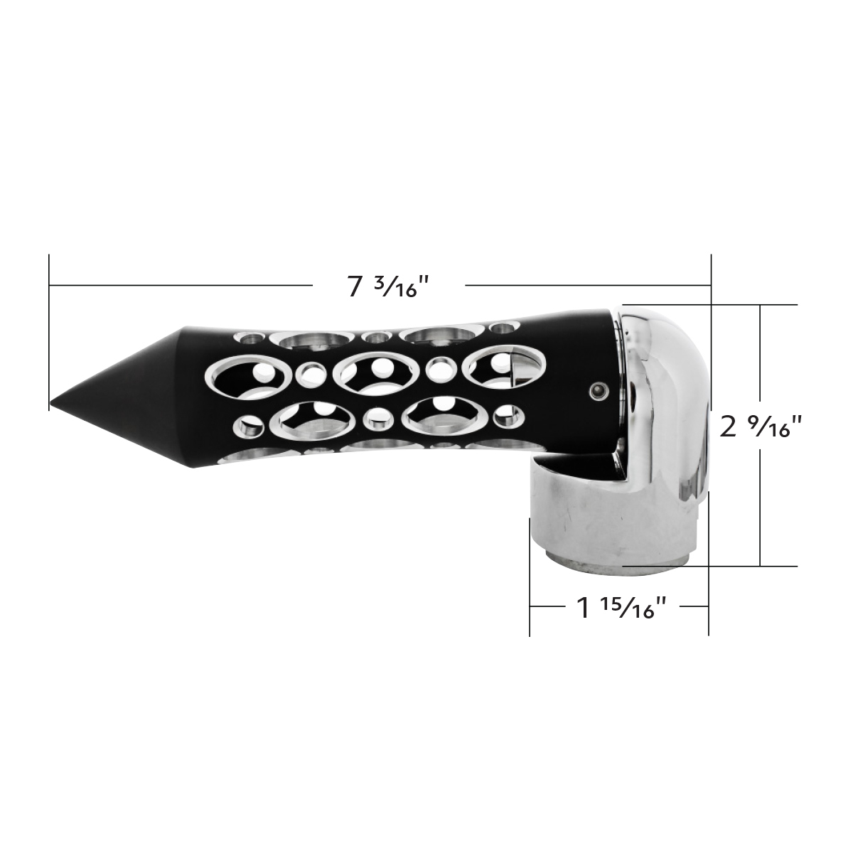 Thread-On Daytona Spike Gearshift Knob With 13/15/18 Speed Adapter - Black/Horizontal
