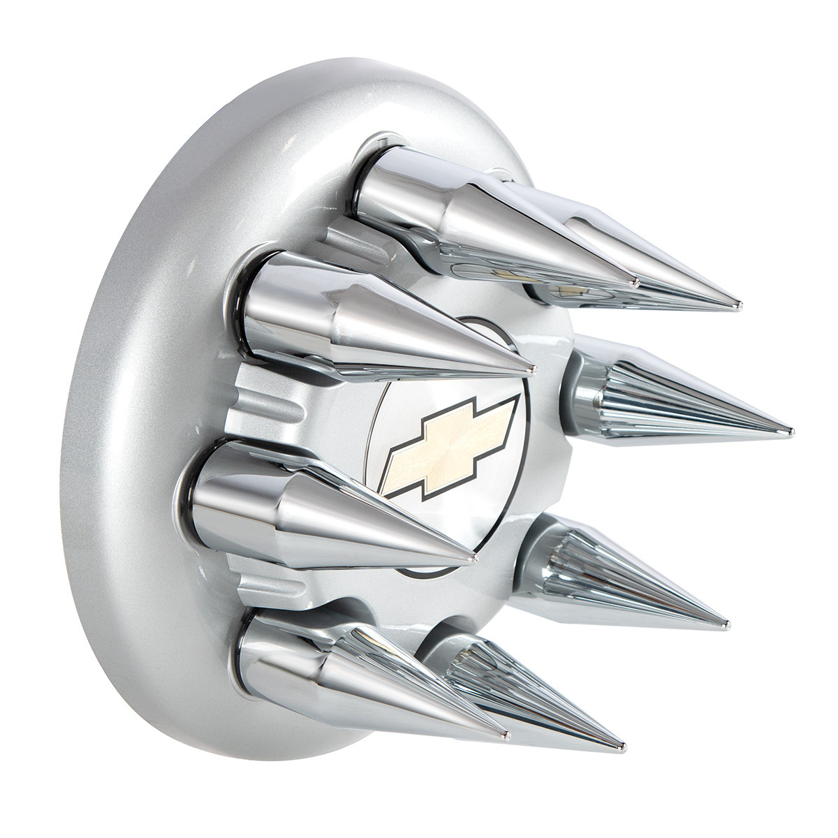 Chrome Spike Hubcap Nut Cover For 1999-2018 Chevy & GMC Full Size Truck - Push-on (Bulk)