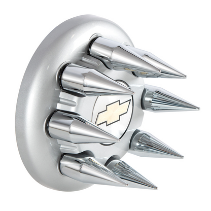 Chrome Spike Hubcap Nut Cover For 1999-2018 Chevy & GMC Full Size Truck - Push-on (Bulk)