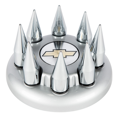 Chrome Spike Hubcap Nut Cover For 1999-2018 Chevy & GMC Full Size Truck - Push-on (Bulk)