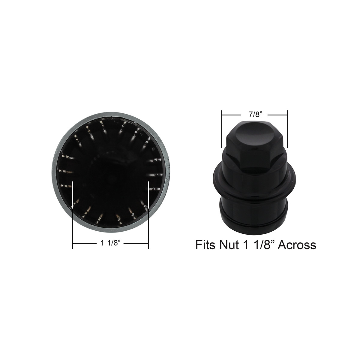 Chrome Spike Hubcap Nut Cover For 1999-2018 Chevy & GMC Full Size Truck - Push-on (Bulk)