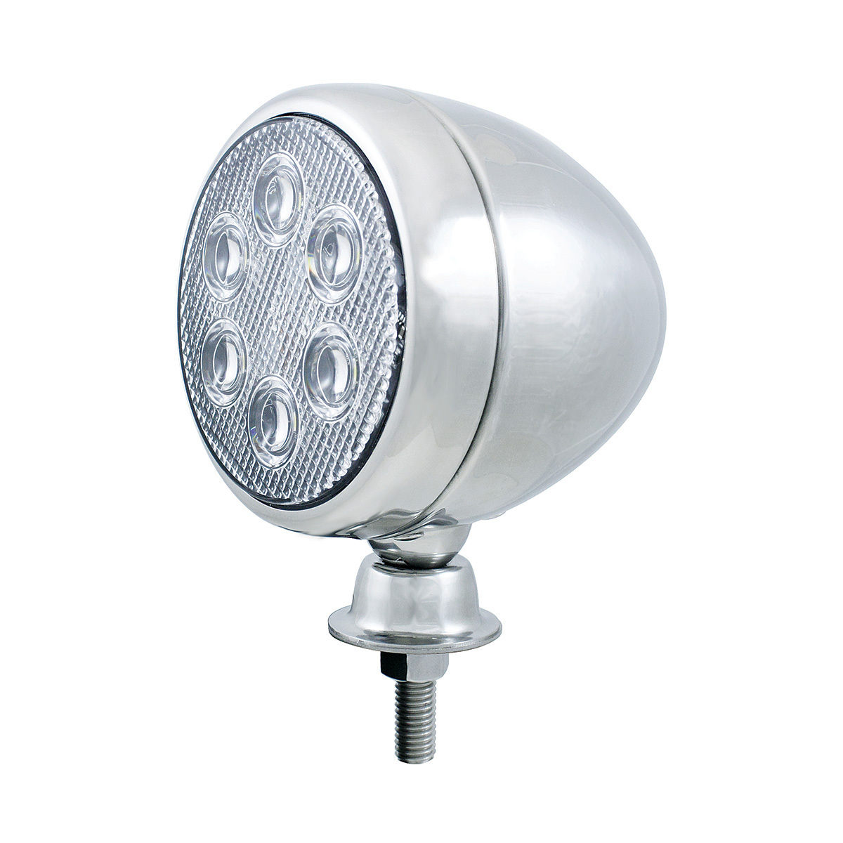 6 High Power LED Round Work Light With Teardrop Style Stainless Housing