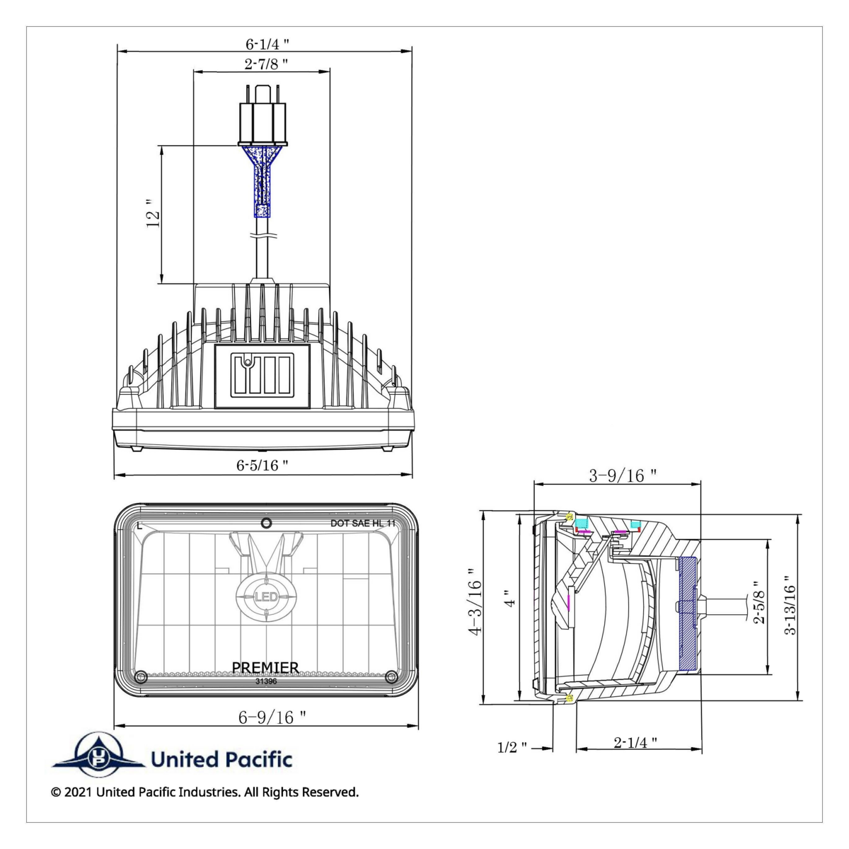 ULTRALIT - High Power LED 4" X 6" Headlight - High Beam
