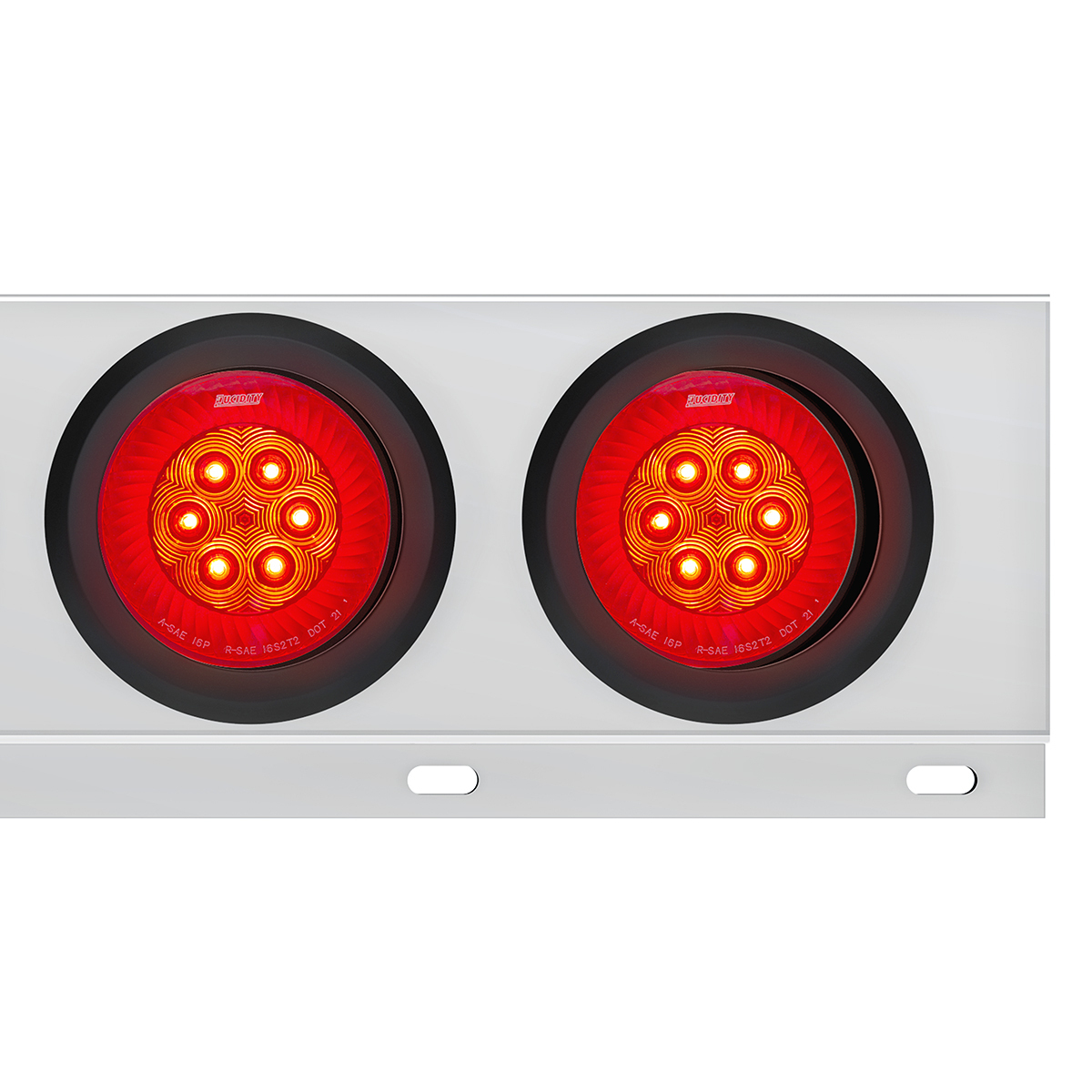 2.5" Bolt Pattern SS Spring Loaded Bar With 6X 4" 16 LED Turbine Lights - Red LED/Red Lens (Pair)