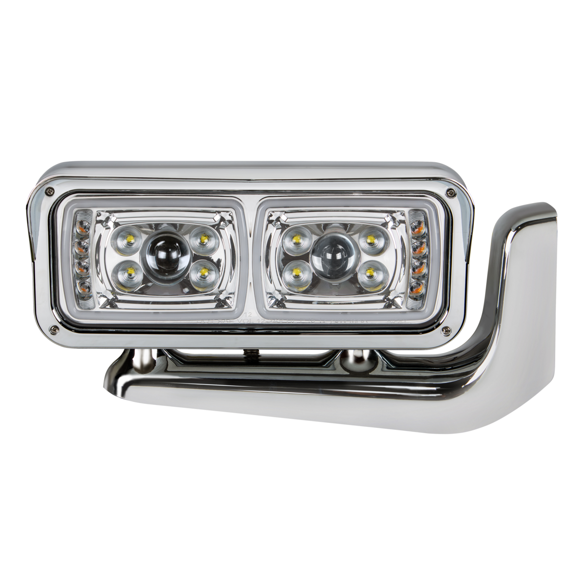 10 High Power LED "Chrome" Projection Headlight Assembly With Mounting Arm - Passenger Side