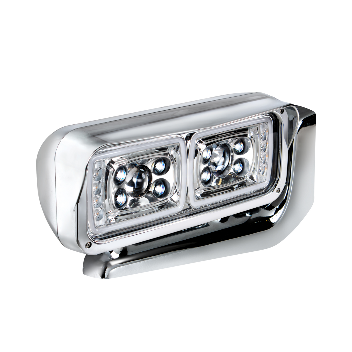 10 High Power LED "Chrome" Projection Headlight Assembly With Mounting Arm - Passenger Side