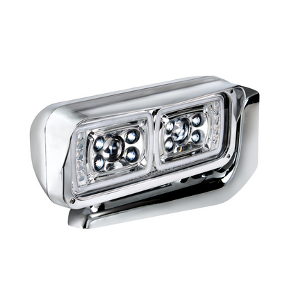 10 High Power LED "Chrome" Projection Headlight Assembly With Mounting Arm - Passenger Side