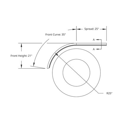 60" 430 Stainless Steel (16ga) Smooth Half Fender - SE Series (Pair)