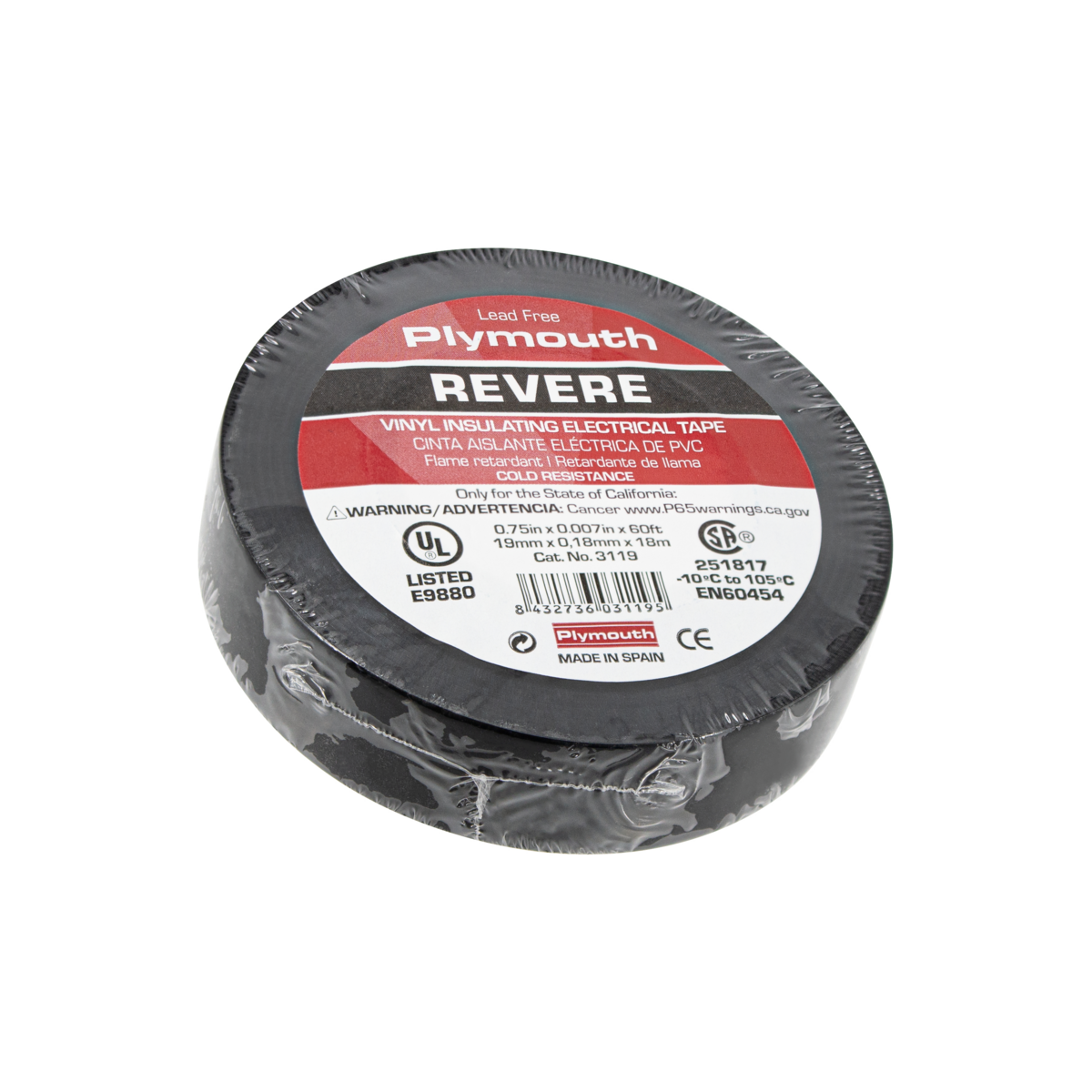 Vinyl Electrical Tape - Black .75"X.007"X60Ft 1 Roll