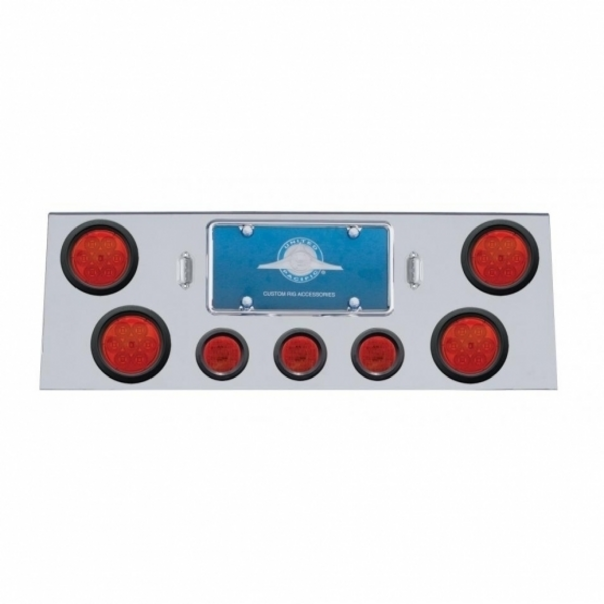 SS Rear Center Panel With 4X 7 LED 4" Reflector Lights & 3X 13 LED 2.5" Lights -Red LED & Lens