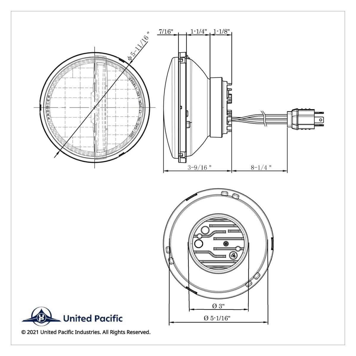 ULTRALIT - 8 High Power LED 5-3/4" Headlight - Black