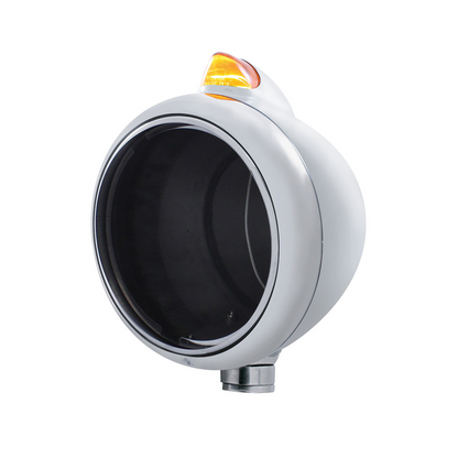 Stainless Steel Guide 682-C Headlight No Bulb & Original Style LED Signal-Amber Lens