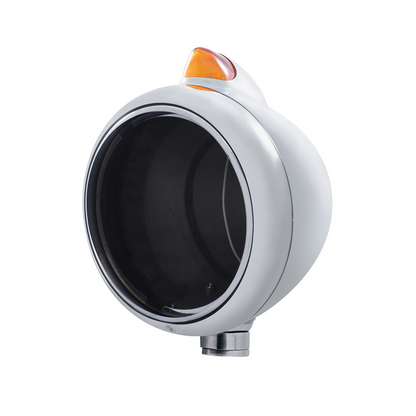 Stainless Steel Guide 682-C Headlight No Bulb & Original Style LED Signal-Amber Lens