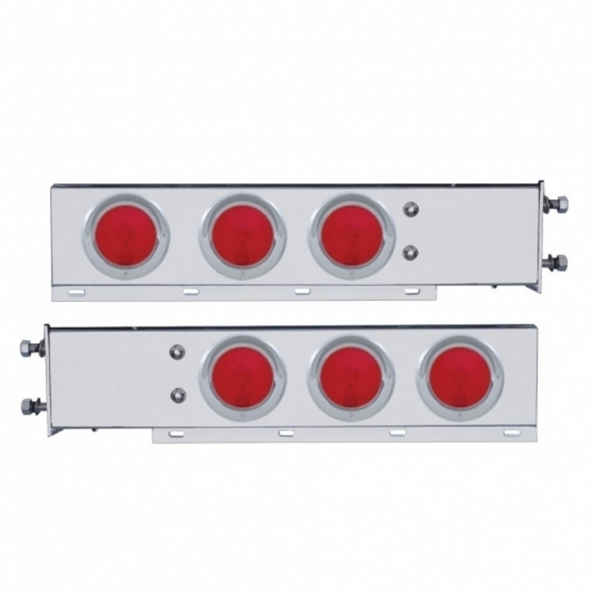 3-3/4" Bolt Pattern Stainless Spring Loaded Light Bar With 6X 4" Lights & Visors (Pair)