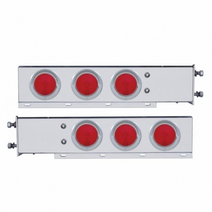 3-3/4" Bolt Pattern Stainless Spring Loaded Light Bar With 6X 4" Lights & Visors (Pair)