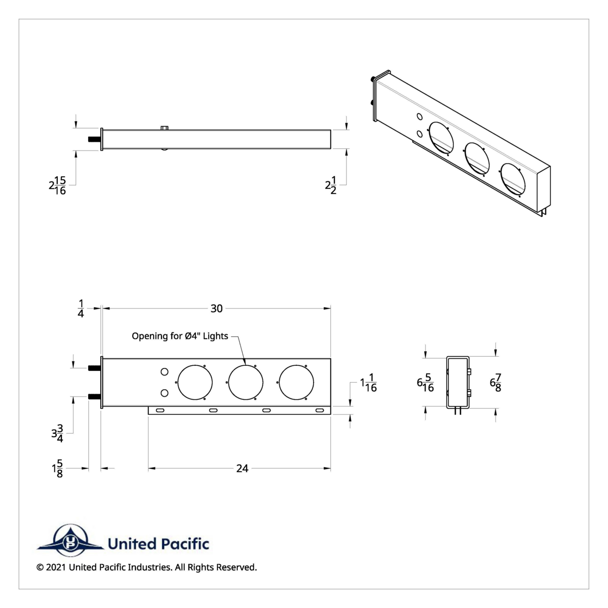 3-3/4" Bolt Pattern Stainless Spring Loaded Light Bar With 6X 4" Lights & Visors (Pair)
