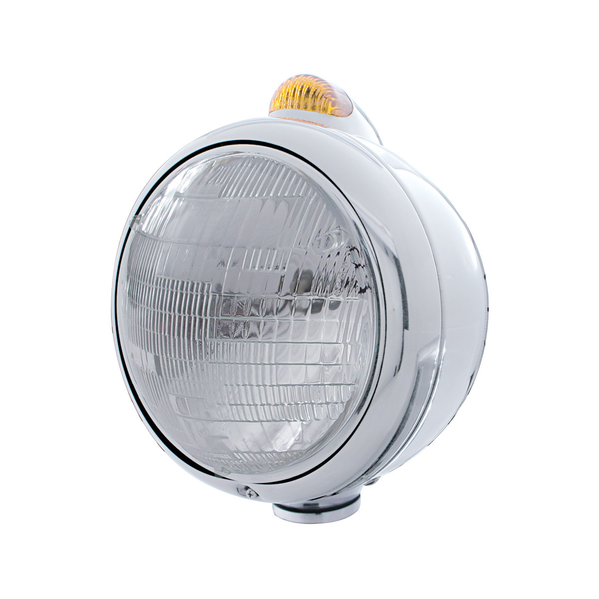 Stainless Steel Guide 682-C Headlight 6014 & Dual Mode LED Signal - Amber Lens