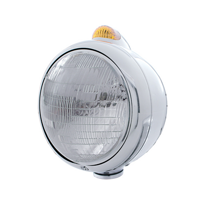 Stainless Steel Guide 682-C Headlight 6014 & Dual Mode LED Signal - Amber Lens