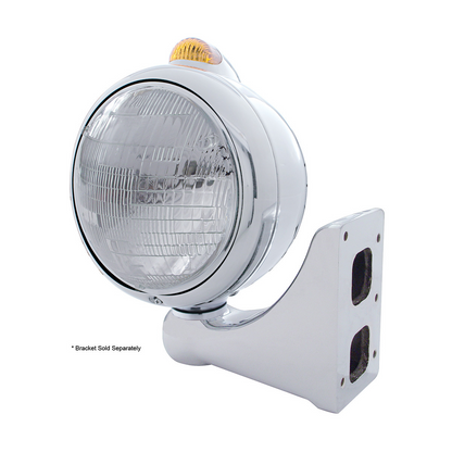 Stainless Steel Guide 682-C Headlight 6014 & Dual Mode LED Signal - Amber Lens