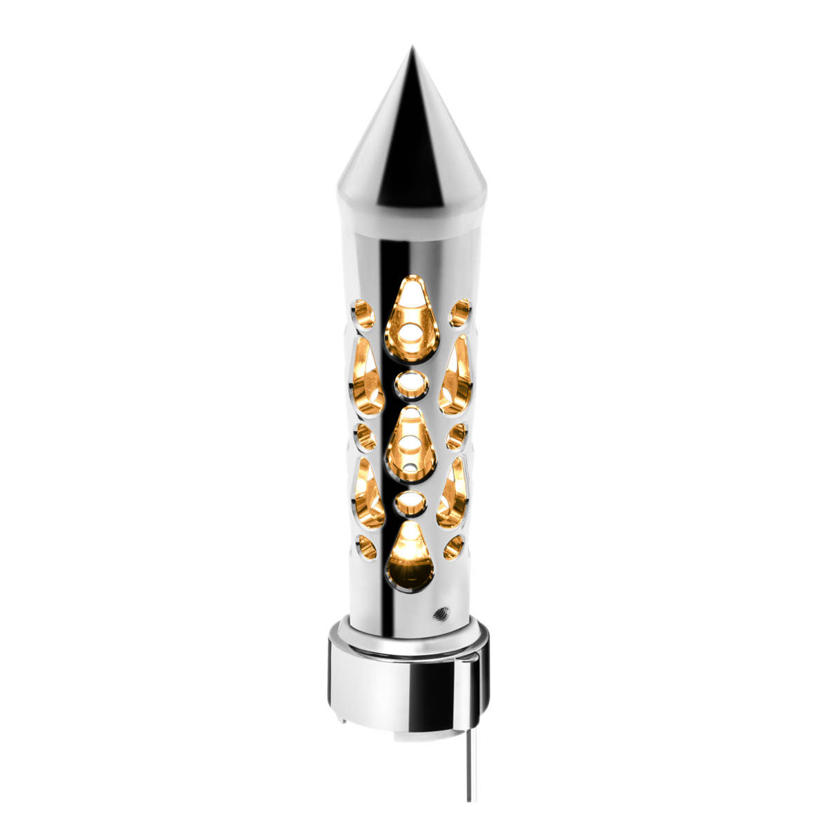 Brooklyn Spike Gearshift Knob With LED 9/10 Speed Adapter - Chrome/Amber LED