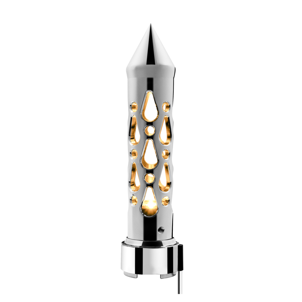 Brooklyn Spike Gearshift Knob With LED 9/10 Speed Adapter - Chrome/Amber LED
