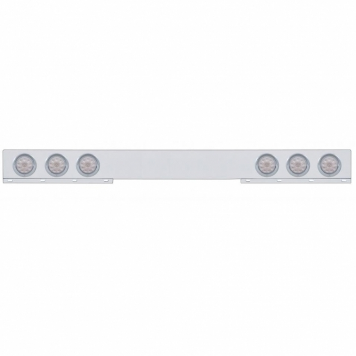 Chrome 1 Piece Rear Light Bar With Six 10 LED 4" Lights & Visors - Red LED/Clear Lens