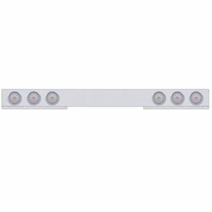 Chrome 1 Piece Rear Light Bar With Six 10 LED 4" Lights & Visors - Red LED/Clear Lens