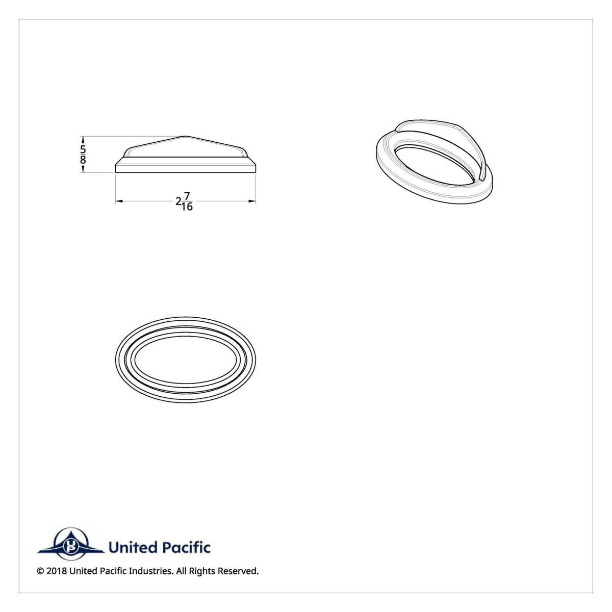 Chrome Bezel For 1-3/4" X 3/4" Peterbilt Glove Box Emblem