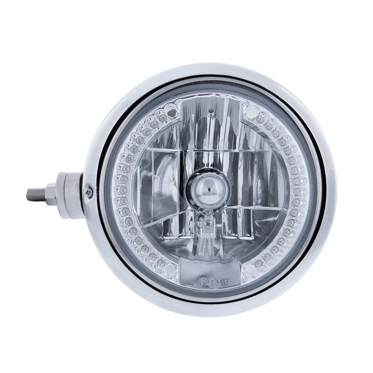 Chrome Guide 682-C Style Headlight Assembly W/Crystal Lens & 34 LEDs Position Light - L/H (Horizontal Mount)
