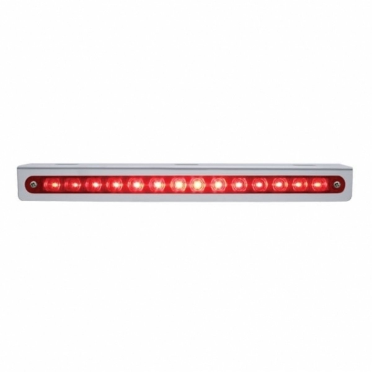 Stainless Light Bracket With 14 LED 12" Sequential Light Bar (Right to Left) - Red LED/Red Lens