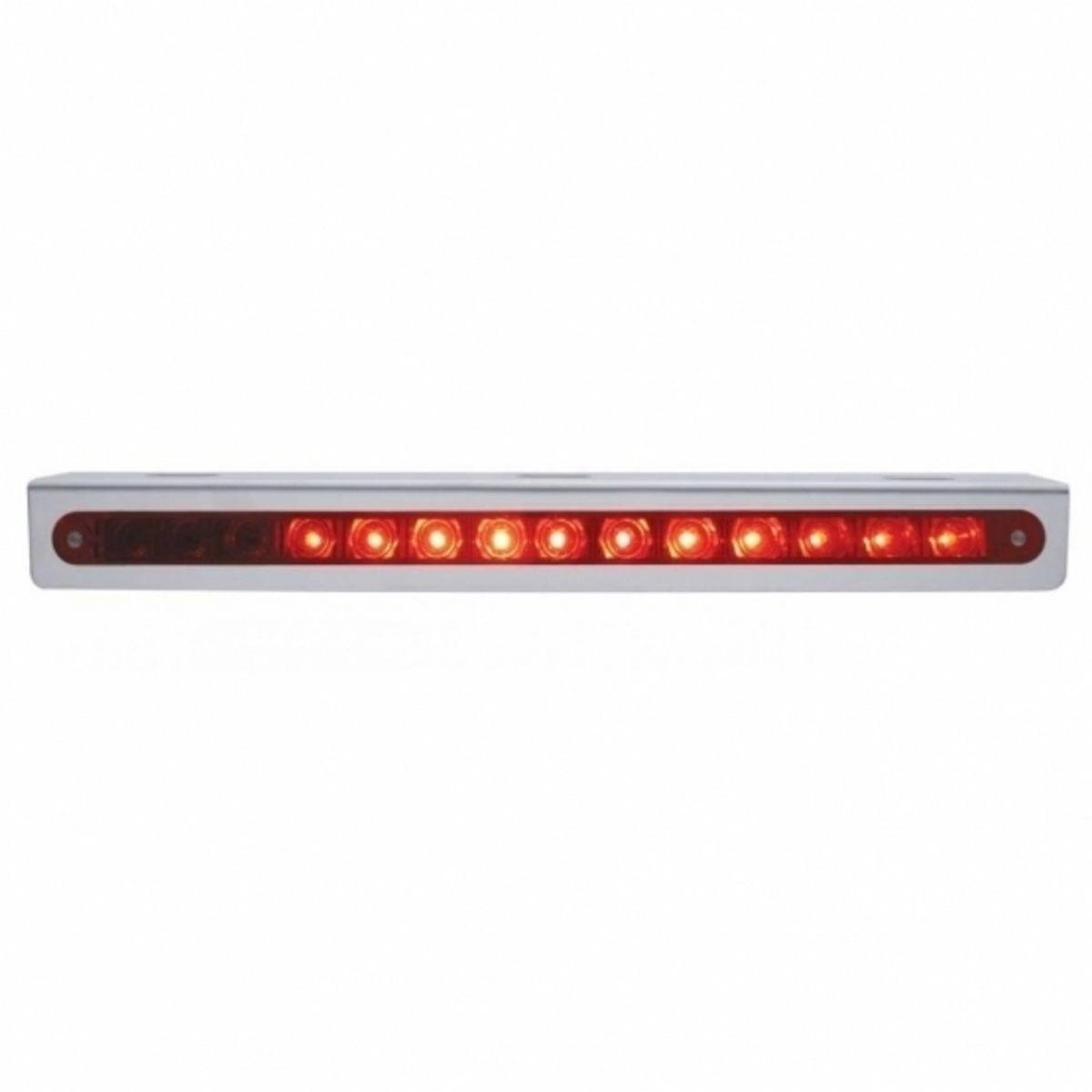Stainless Light Bracket With 14 LED 12" Sequential Light Bar (Right to Left) - Red LED/Red Lens