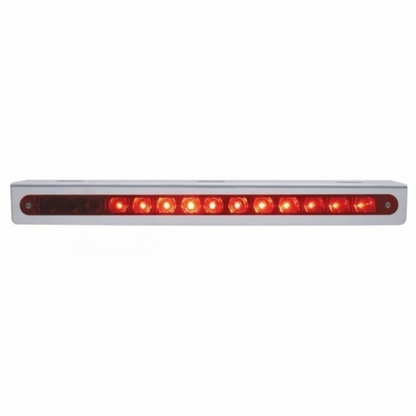Stainless Light Bracket With 14 LED 12" Sequential Light Bar (Right to Left) - Red LED/Red Lens