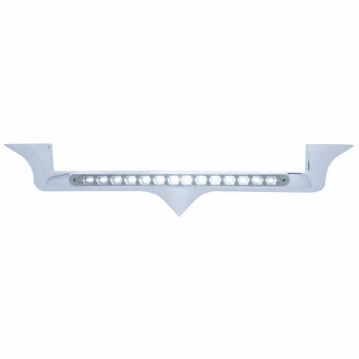 Chrome Hood Emblem Trim With 14 LED Light Bar For Kenworth - White LED/Clear Lens