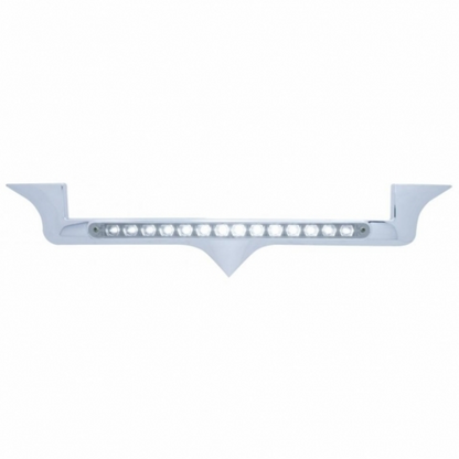 Chrome Hood Emblem Trim With 14 LED Light Bar For Kenworth - White LED/Clear Lens