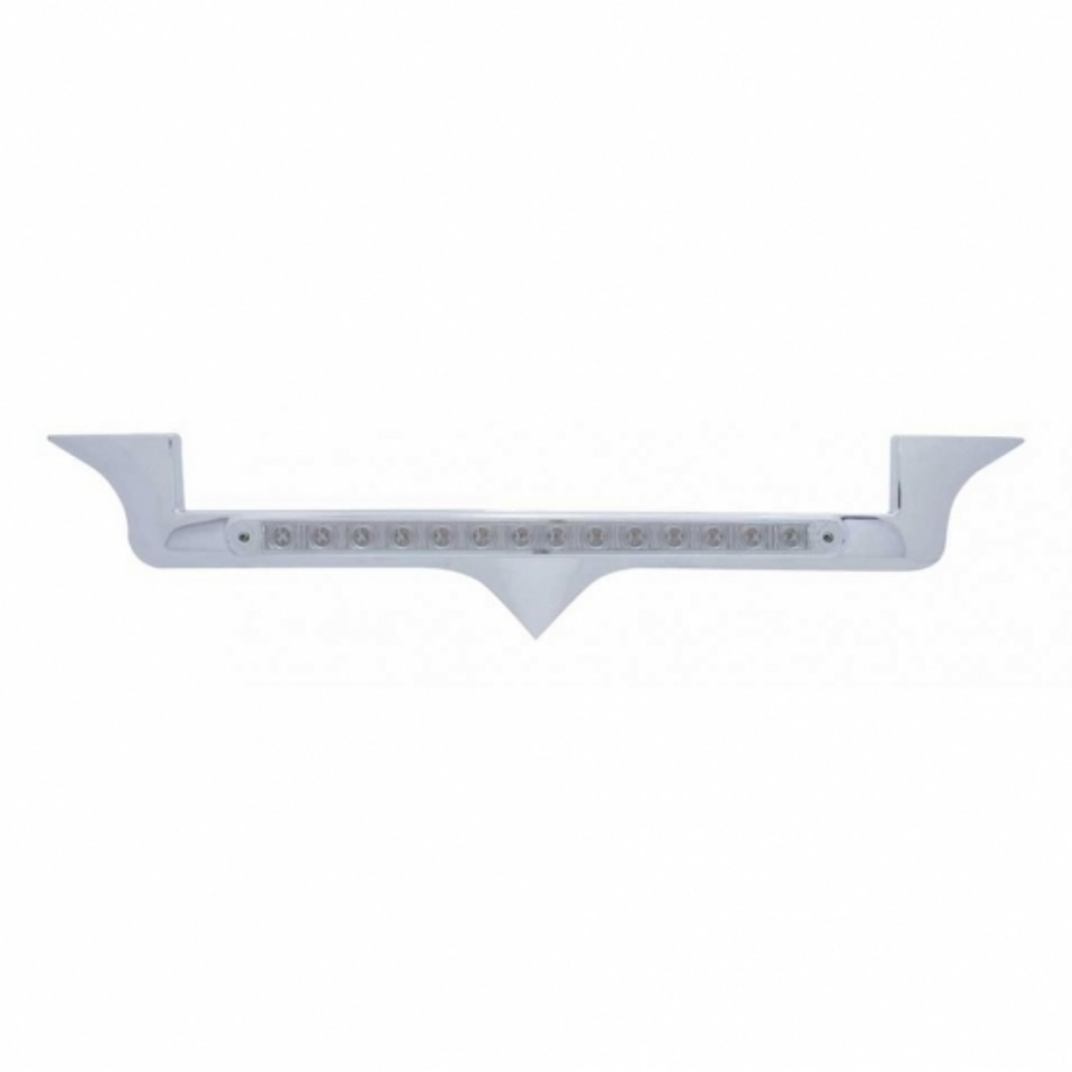 Chrome Hood Emblem Trim With 14 LED Light Bar For Kenworth - White LED/Clear Lens
