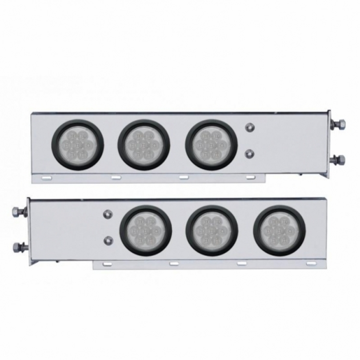 2.5" Bolt Pattern SS Spring Loaded Bar With 6X 4" 7 LED Lights -Red LED/Clear Lens (Pair)