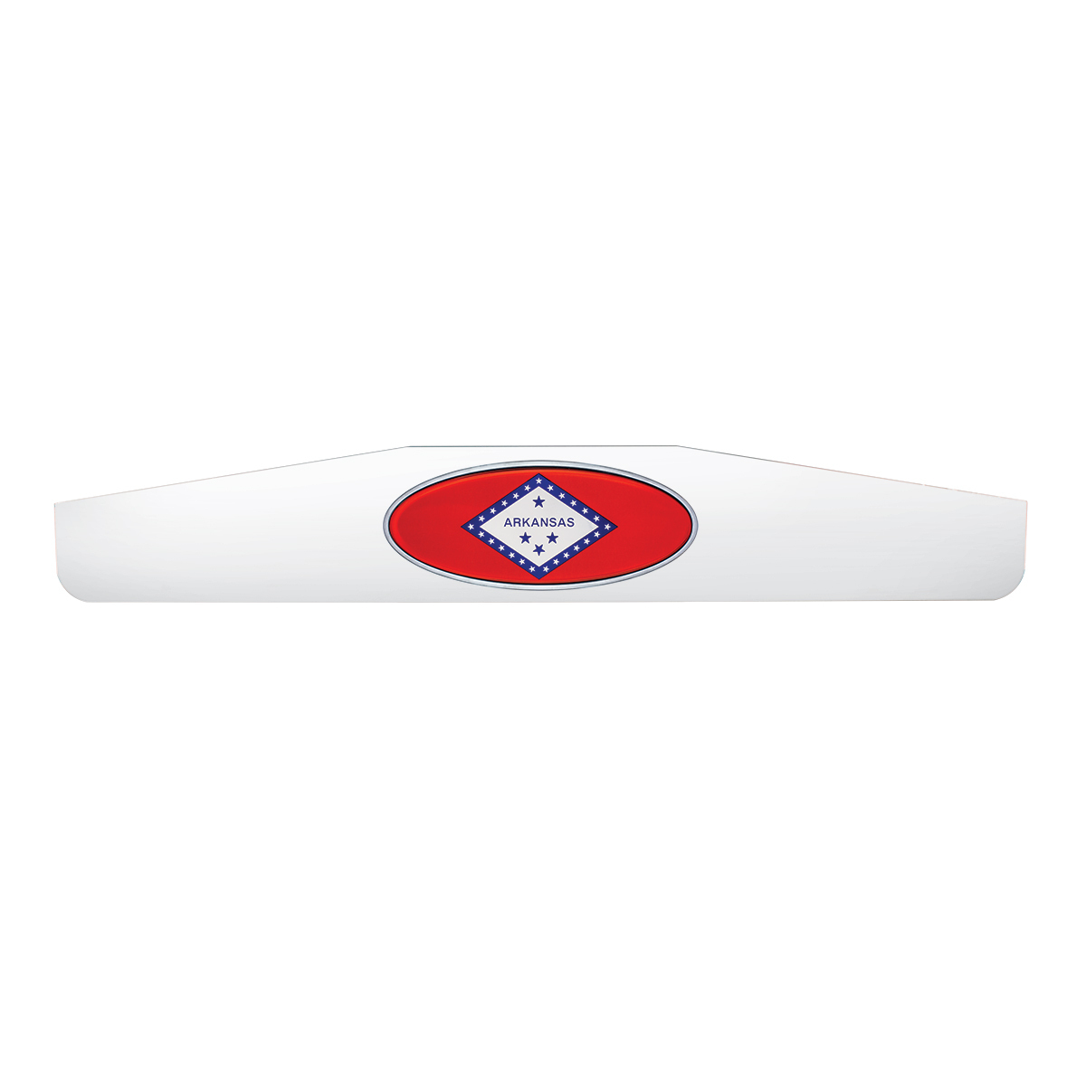4" X 24" Chrome Bottom Mud Flap Weight With Oval Arkansas Flag Emblem