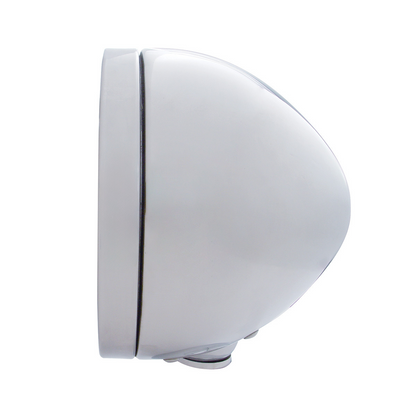 Stainless Steel Bullet Classic Headlight H4 With 10 Amber LED & Dual Mode LED Signal - Clear Lens