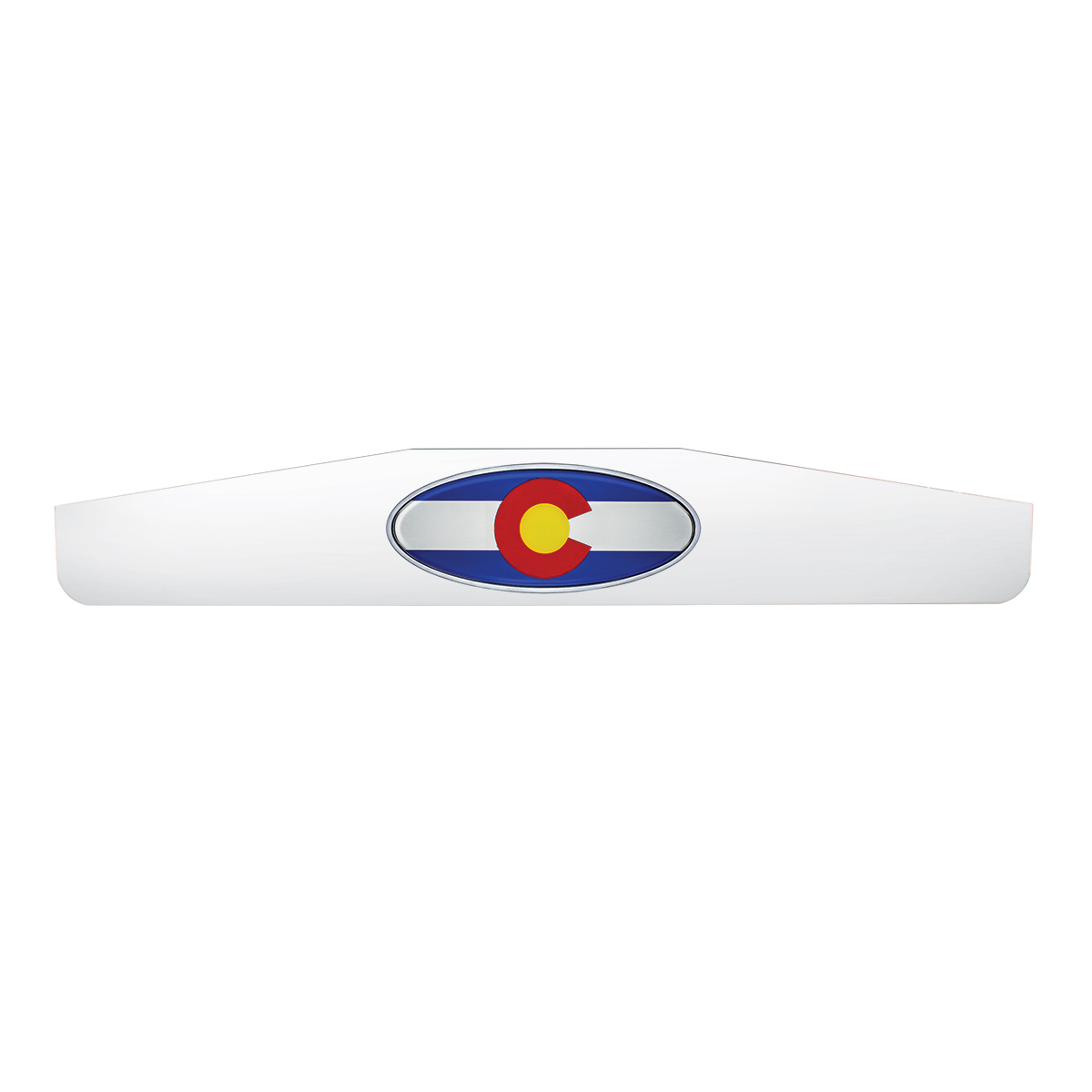 4" X 24" Chrome Bottom Mud Flap Weight With Oval Colorado Flag Emblem