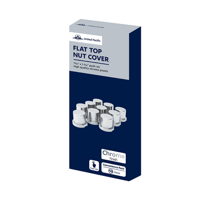 15/16" x 1-3/16" Chrome Plastic Flat Top Nut Covers - Push-On (10-Pack)