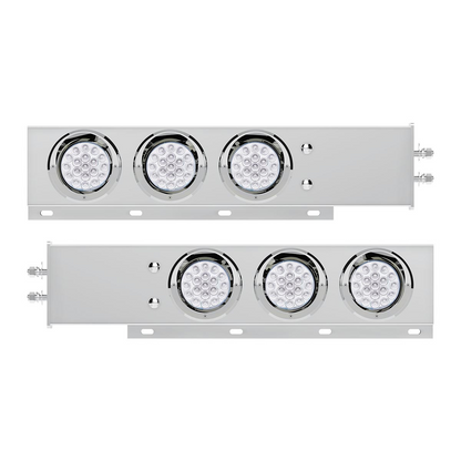 2" Bolt Pattern SS Spring Loaded Light Bar With 6X Double Fury 19 LED Lights & Visors-Red & Amber LED (Pair)