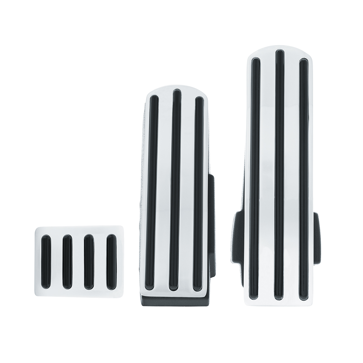 Chrome Pedal Set With Black Insert For Kenworth W900L (1990-2005), T800 (1986-2005), & T600 (1986-1993)