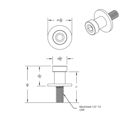 1/2"-13, 2" Long Door Striker Bolt For 1973-91 Chevy & GMC Truck